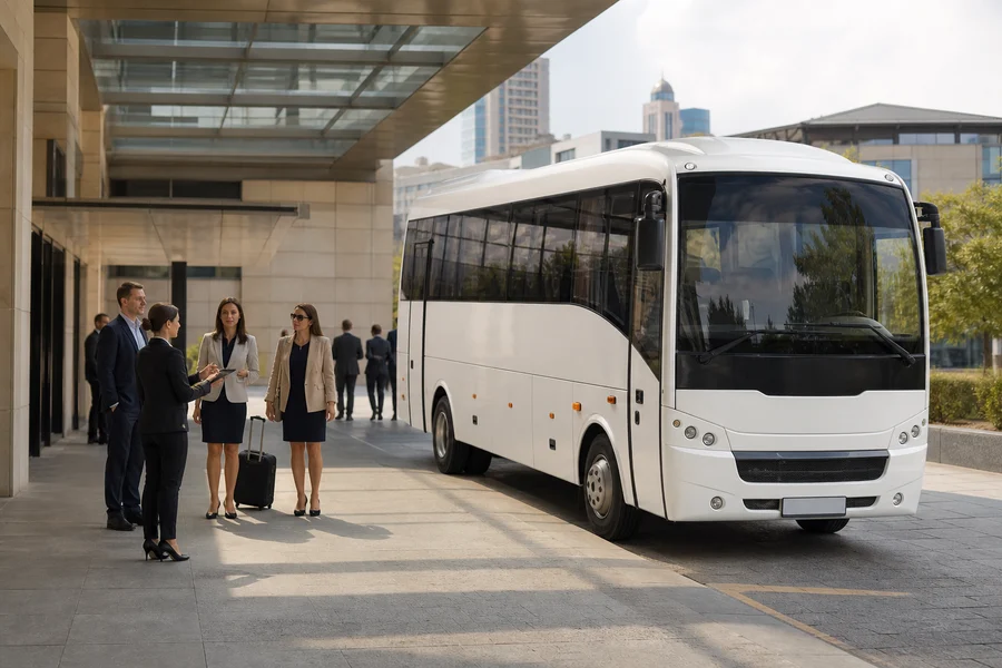 Ankara fuar ulaşımı için beyaz midibüs ve katılımcı transferi