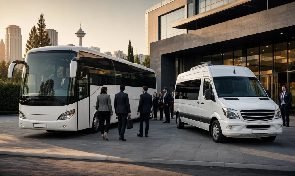 Ankara kurumsal etkinlik transferi için beyaz otobüs ve minibüs
